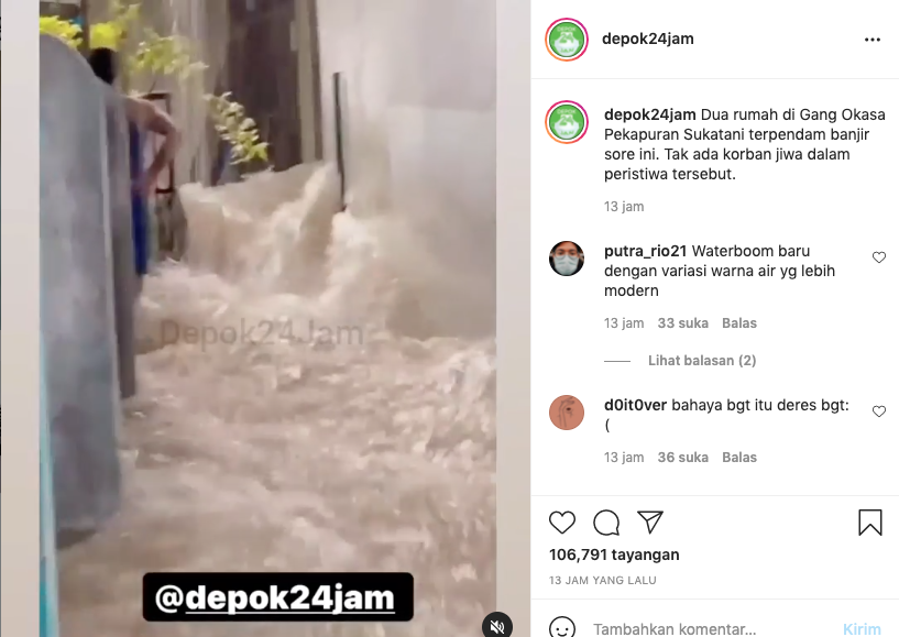 Hujan Terus Menerus Dalam Beberapa Hari, Banjir Terjang Permukiman Warga Sukatani Depok