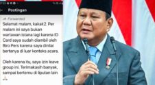 Foto Kolase Presiden Prabowo dan Tangkapan Layar chat WhasApp Wartawan Istana. Dok. era