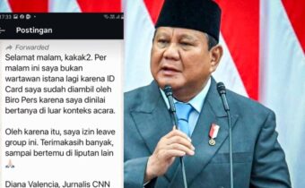 Foto Kolase Presiden Prabowo dan Tangkapan Layar chat WhasApp Wartawan Istana. Dok. era