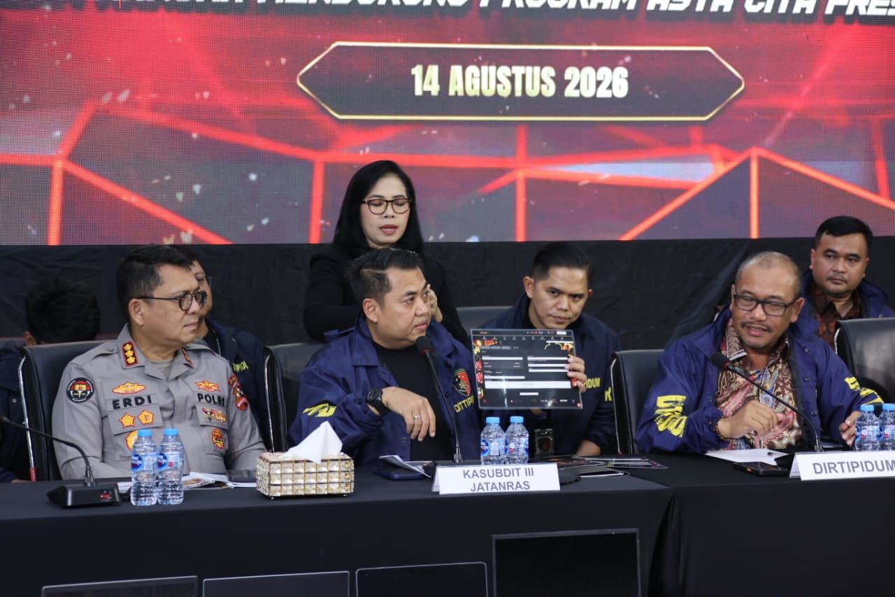 Bareskrim Polri tangkap pelaku judi online jaringan internasional. (Foto: Bareskrim Polri)