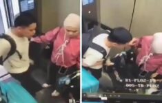 Pasutri diduga WNI aniaya anak dalam lift di Malaysia. (Foto: CCTV)